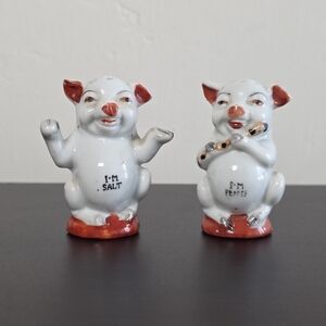 Vintage Pig Salt & Pepper Shakers Japan 1950s Kitsch